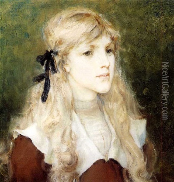 Portrait Of Esme Robb, Bust Length Oil Painting - George Henry Boughton