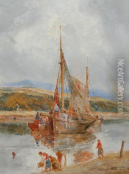 Fishing Boat On The Shore Oil Painting - William Joseph Caesar Julius Bond