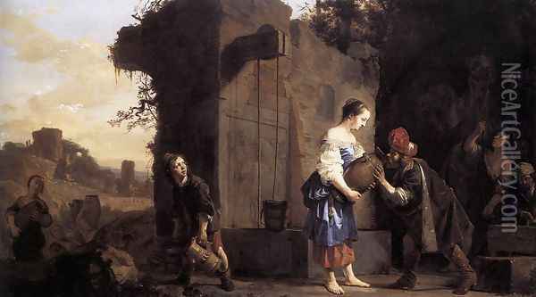 Eliezer and Rebecca 1660 Oil Painting - Salomon de Bray