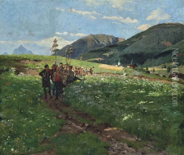A Spring Festival Oil Painting - Hans Dahl