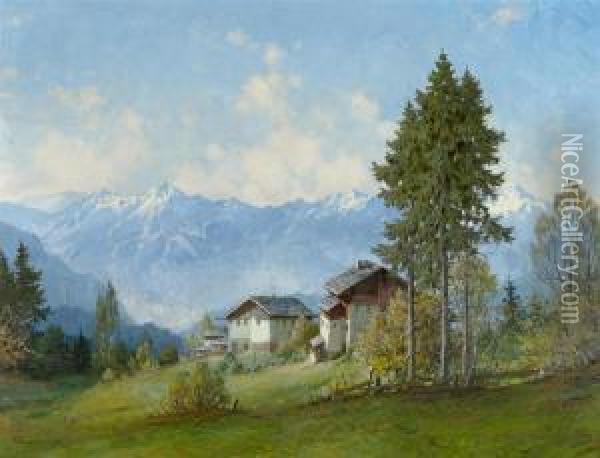 Sudtiroler Berglandschaft Mit Dolomiten Oil Painting - Karl Hauptmann