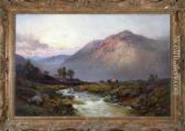 Evening At Lochnagar Oil Painting - Alfred de Breanski