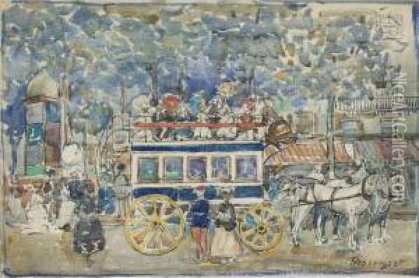 The Paris Omnibus Oil Painting - Maurice Brazil Prendergast