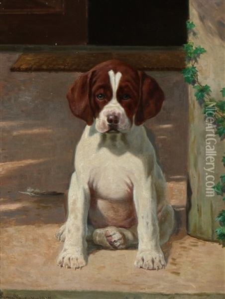A Puppy Oil Painting - Simon Simonsen