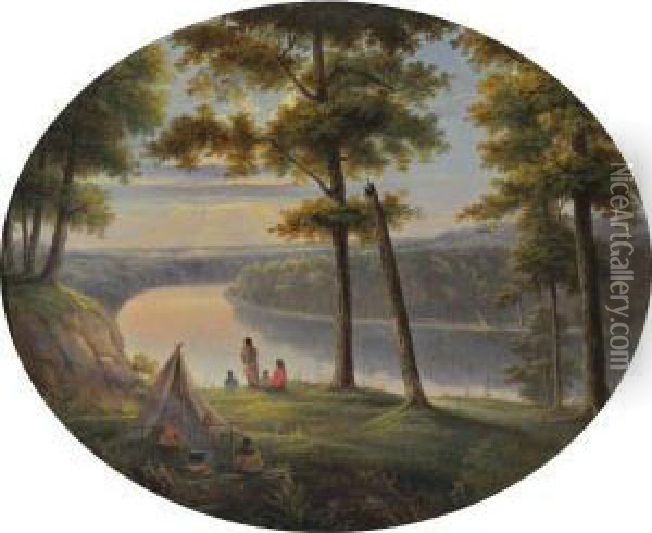 Indian Encampment On The Platte River Oil Painting - George Winter