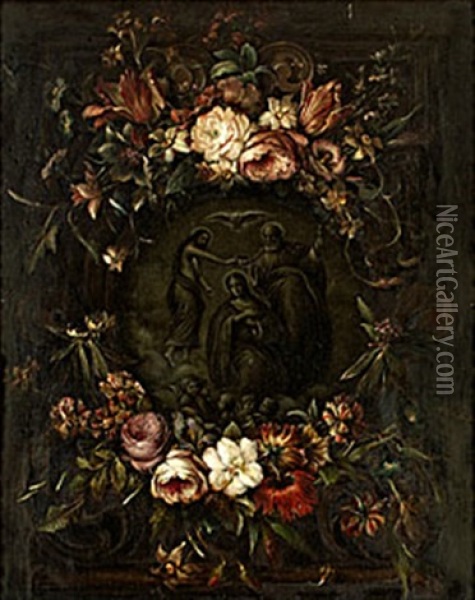 Jungfru Marie Kroning Oil Painting - Daniel Seghers