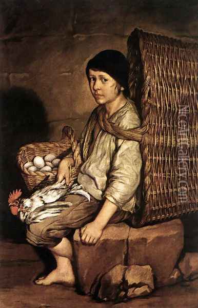 Boy with a Basket c. 1745 Oil Painting - Giacomo Ceruti (Il Pitocchetto)