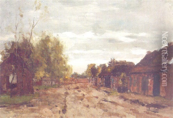 A Village Landscape Oil Painting - Victor Bauffe