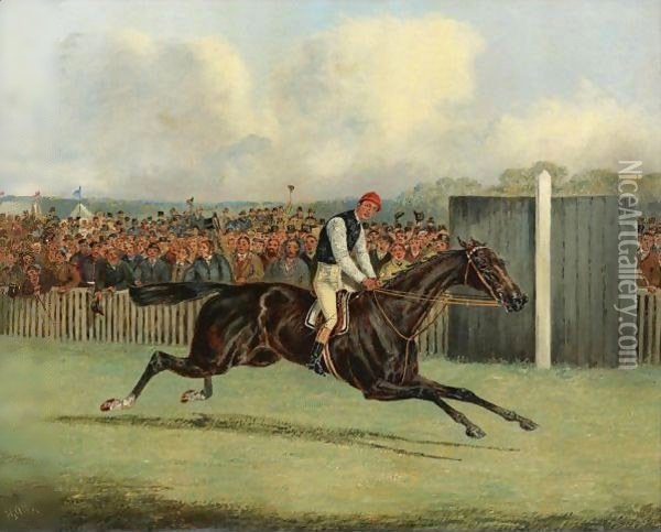 Lord Falmouth's Dutch Oven Winning The Doncaster St. Leger In 1882, Ridden By Fred Archer Oil Painting - Henry Thomas Alken