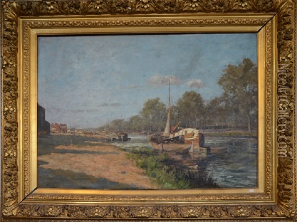 Bord De Canal Oil Painting - Adrien Geefs