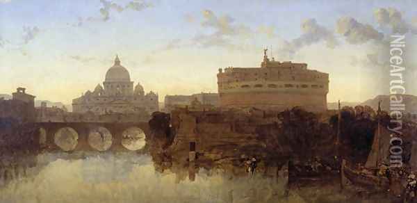 Rome, St Peters and the Castel St. Angelo Oil Painting - David Roberts