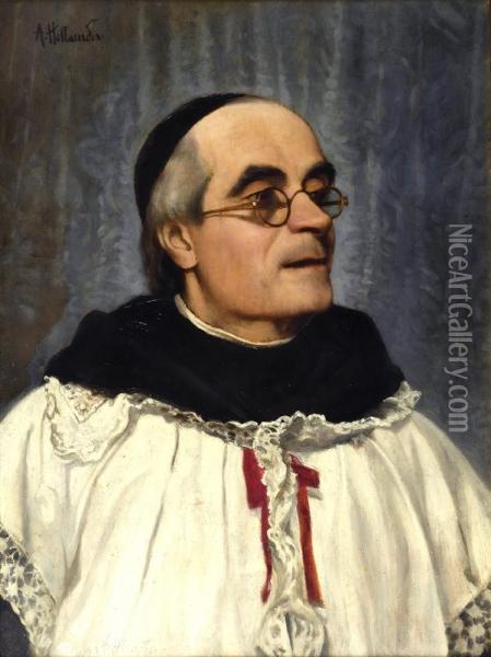 Ritratto Di Padre Mattioli Scolopio Oil Painting - Alfons Hollaender