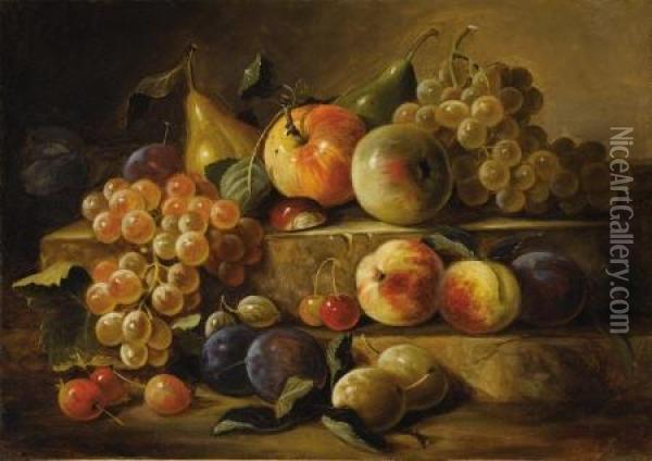 Two Tier Still Life With Fruit Oil Painting - Paul Lacroix