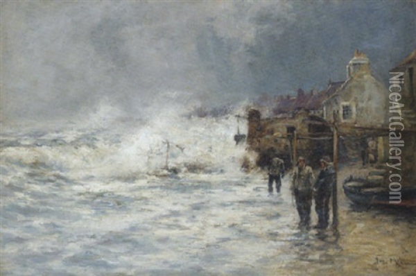 Stormy Day On The Fife Coast Oil Painting - Joseph Milne