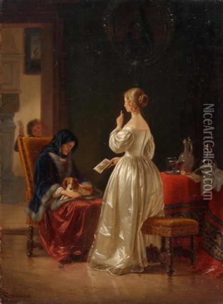Der Liebesbrief Oil Painting - Johann Josef Geyer