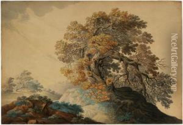 Eichenbaum Im Gewittersturm Oil Painting - Johann Heinrich Ii Tischbein