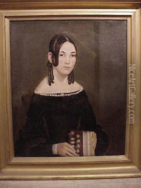 Portrait Of A Lady With A Squeezebox Oil Painting - Asahel Lynde Powers