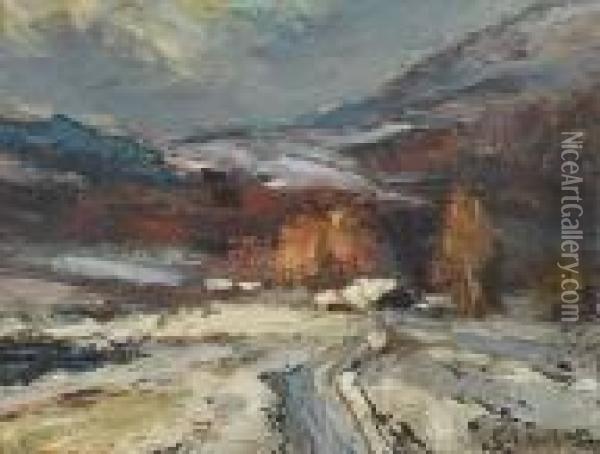 Winter Landscape Oil Painting - Ernest Lawson