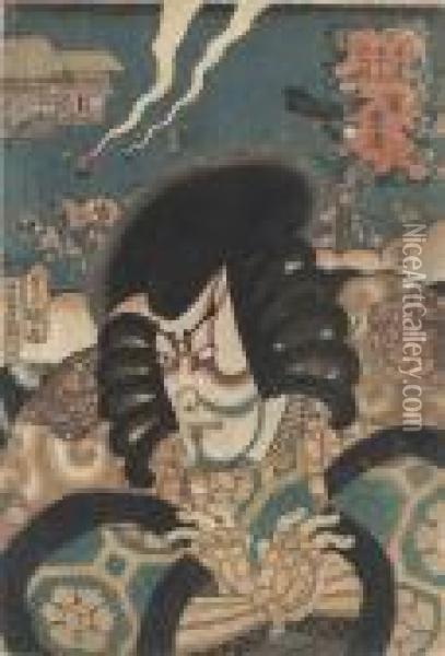 Samurai Oil Painting - Kunisada