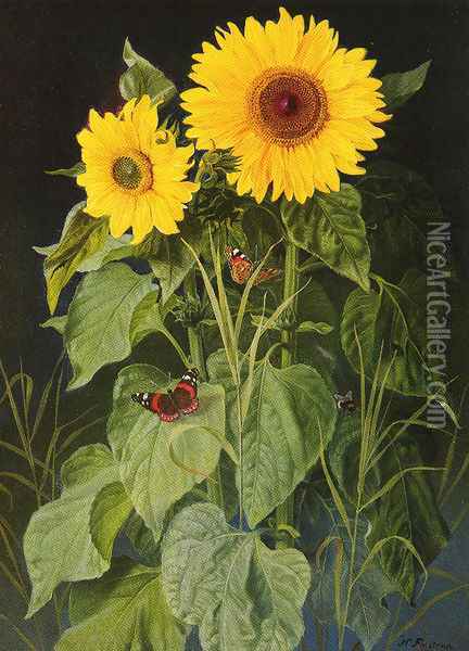 Sunflowers Oil Painting - Niels Fristrup