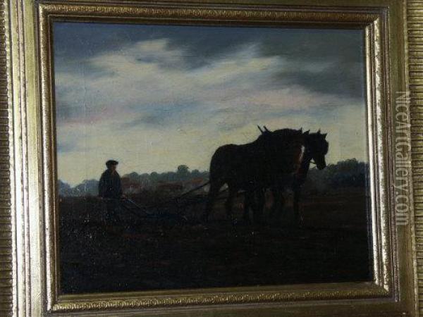 Horses Ploughing Oil Painting - Charles Edward Chambers