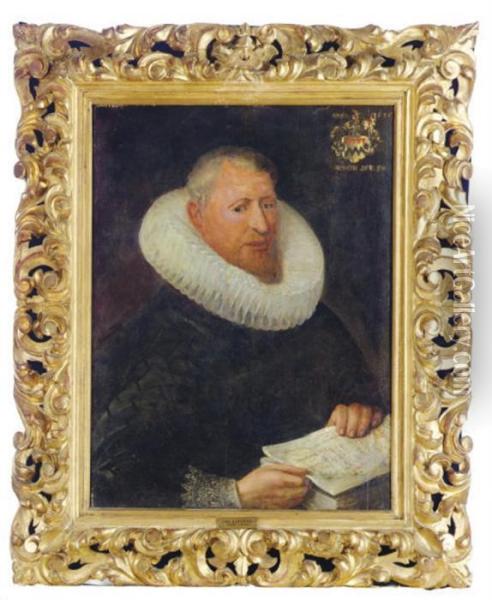 Portrait Of A Gentleman, Three-quarter Length, Holding Thebible Oil Painting - Jan Lievens
