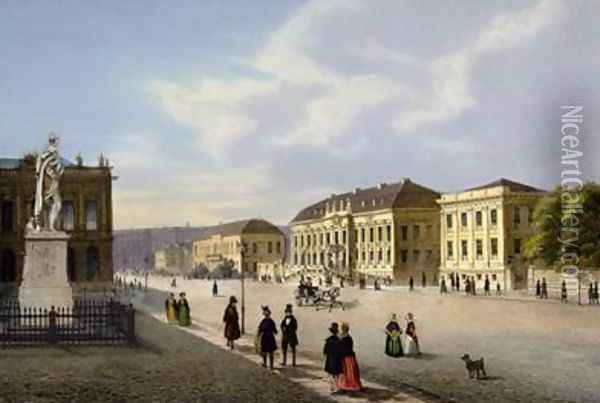 Unter den Linden view towards Prinzessinenpalais Oil Painting - Ludwig Edward Luetke