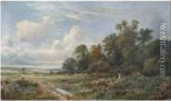 Extensive Wooded Landscape With Figures Oil Painting - Daniel Sherrin