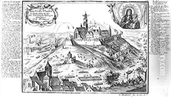 The monastery of Jasna Gora, Czestochowa, under siege by Swedish forces in 1655 Oil Painting - Gabriel Bodenehr