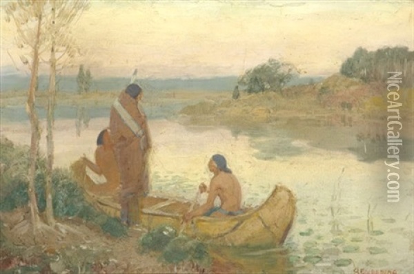 Departure Of The Hunters Oil Painting - Edwin Willard Deming