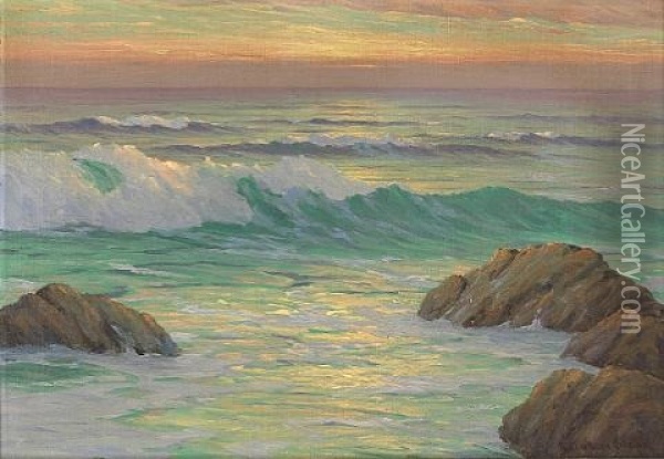 Sunset, Laguna Beach Oil Painting - Roi Clarkson Colman