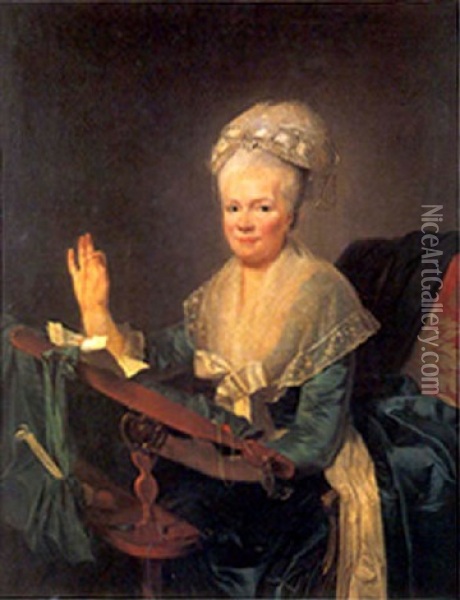 Portrait De La Baronne D'eligny Nee De Pange Oil Painting - Henri-Pierre Danloux
