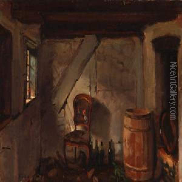 An Old Country Kitchen Oil Painting - Hans Ludvig Smidth