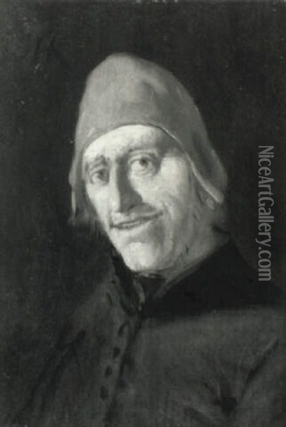 Peasant Man In A Black Jacket Oil Painting - Egbert van Heemskerck the Elder