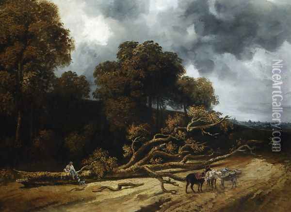 A Landscape with Fallen Trees Oil Painting - Georges Michel