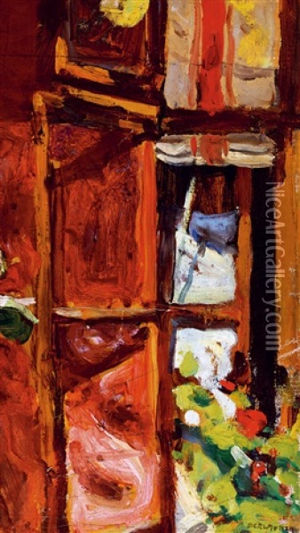 Sunlit Open Window Oil Painting - Izsak Perlmutter