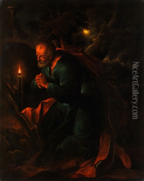 Der Heilige Petrus Als Busser Oil Painting - Johann Conrad Seekatz