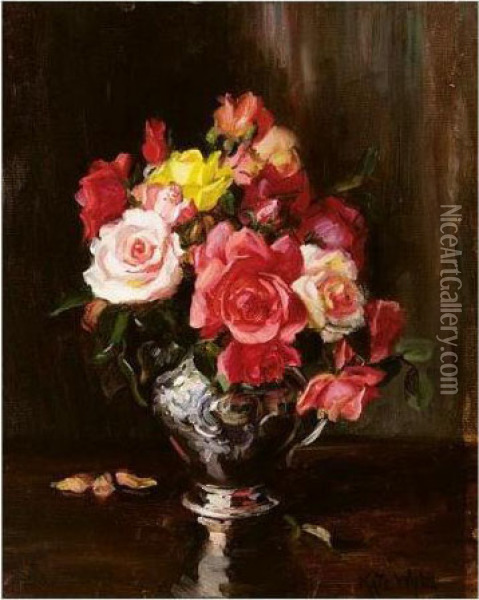 Vase Of Flowers Oil Painting - Kate Wylie