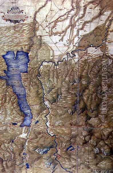 Map of Lake Garda and Surrounding Areas Oil Painting - Cristoforo Sorte