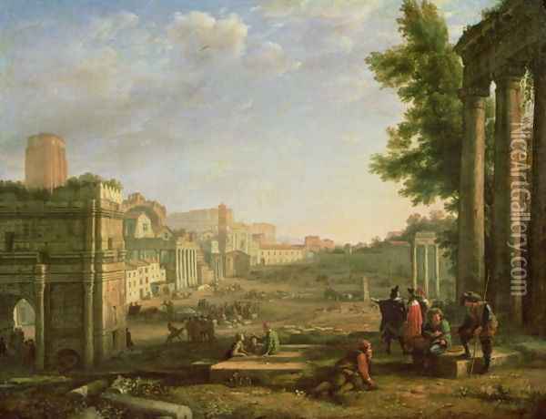 View of the Campo Vaccino, Rome, 1636 Oil Painting - Claude Lorrain (Gellee)