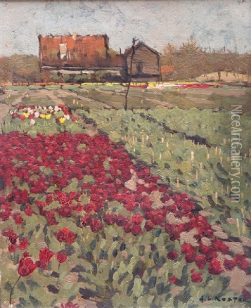 A Field Of Tulips Oil Painting - Antonie Louis Koster