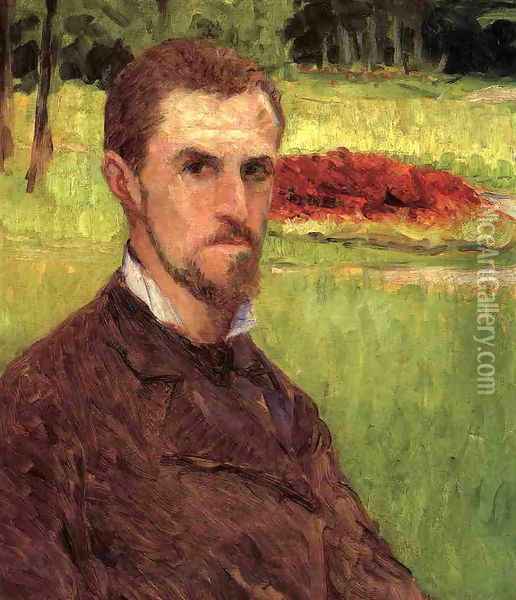 Self Portrait In The Park At Yerres Oil Painting - Gustave Caillebotte