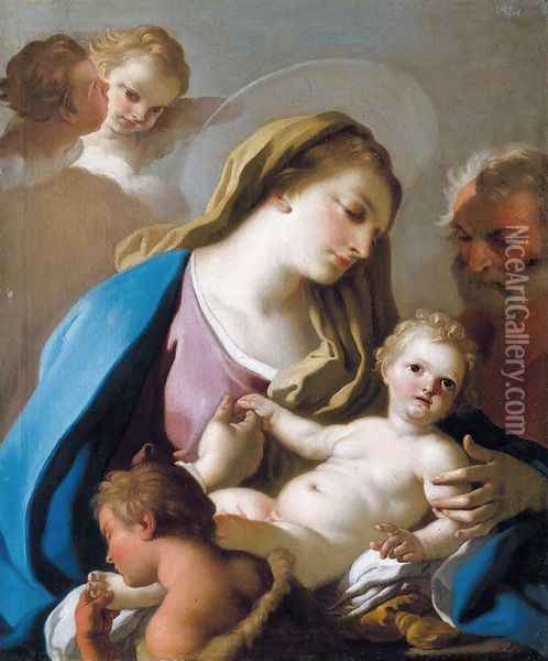 Holy Family with the Infant St John The Baptist 1760s Oil Painting - Francesco de Mura