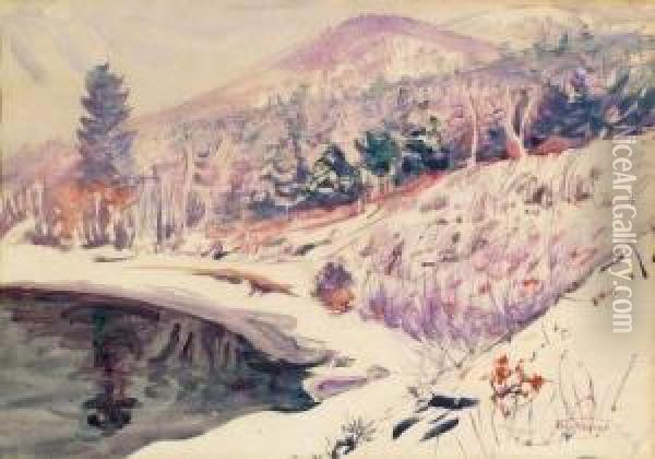 Winter Mountain Oil Painting - Dodge Macknight