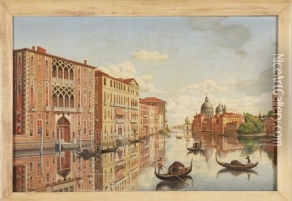 Venetian Canal Scene Oil Painting - Levi Wells Prentice