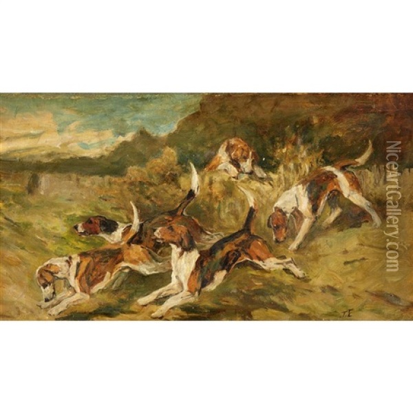 Hounds On The Scent Oil Painting - John Emms