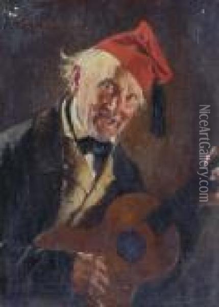 The Merry Musician Oil Painting - Carl Kronberger