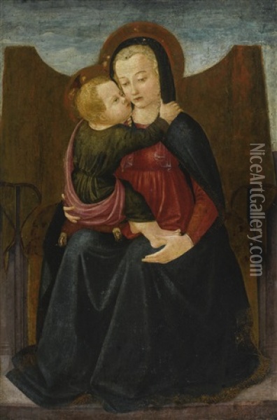 The Madonna And Child Enthroned Oil Painting -  The Master of the Castello Nativity