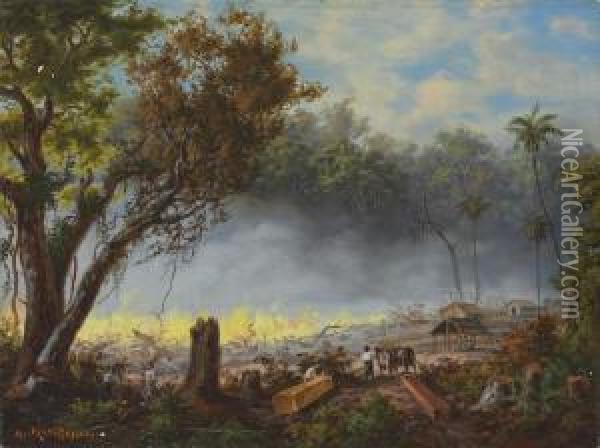 Brazilian Military Encampment In Yguazu Oil Painting - Adolf Methfessel
