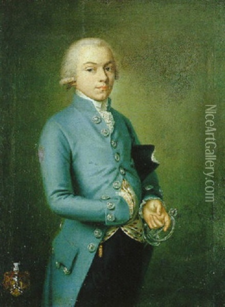 Portrait D'homme A La Veste Bleue Oil Painting - Kaspar-Benedict Beckenkamp